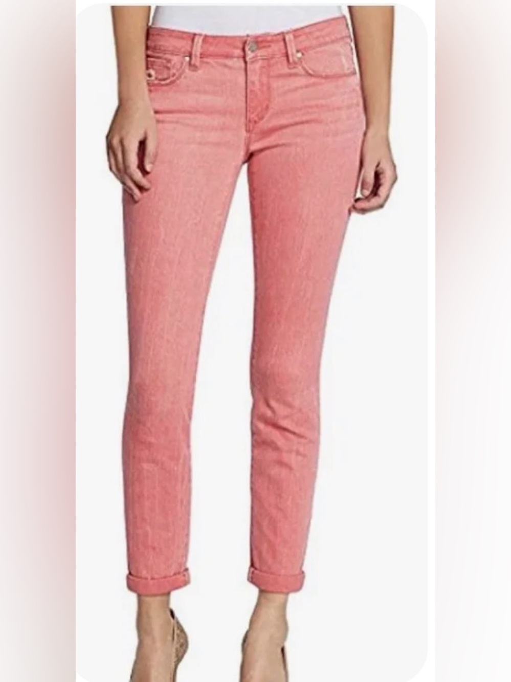 Jessica Simpson Coral Pink/Salmon rolled crop Skinny Jeans